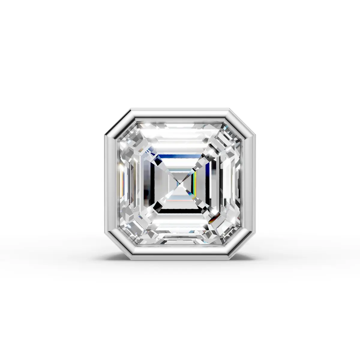 Asscher Cut Diamond Bezel Stud Earring